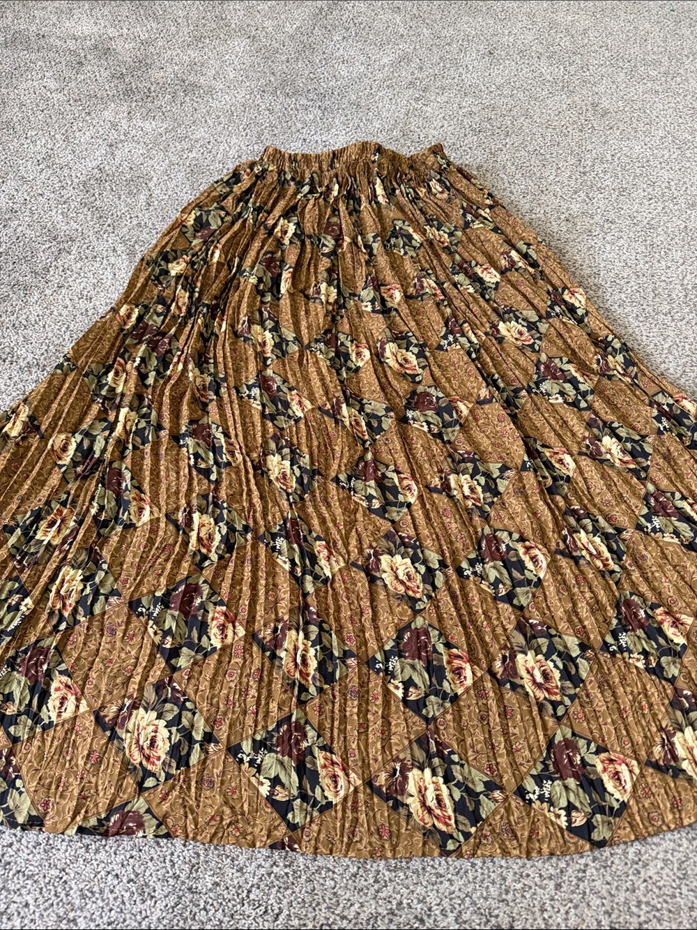 Vintage‎ Floral Rose Maxi Skirt in Mustard Fabulous!